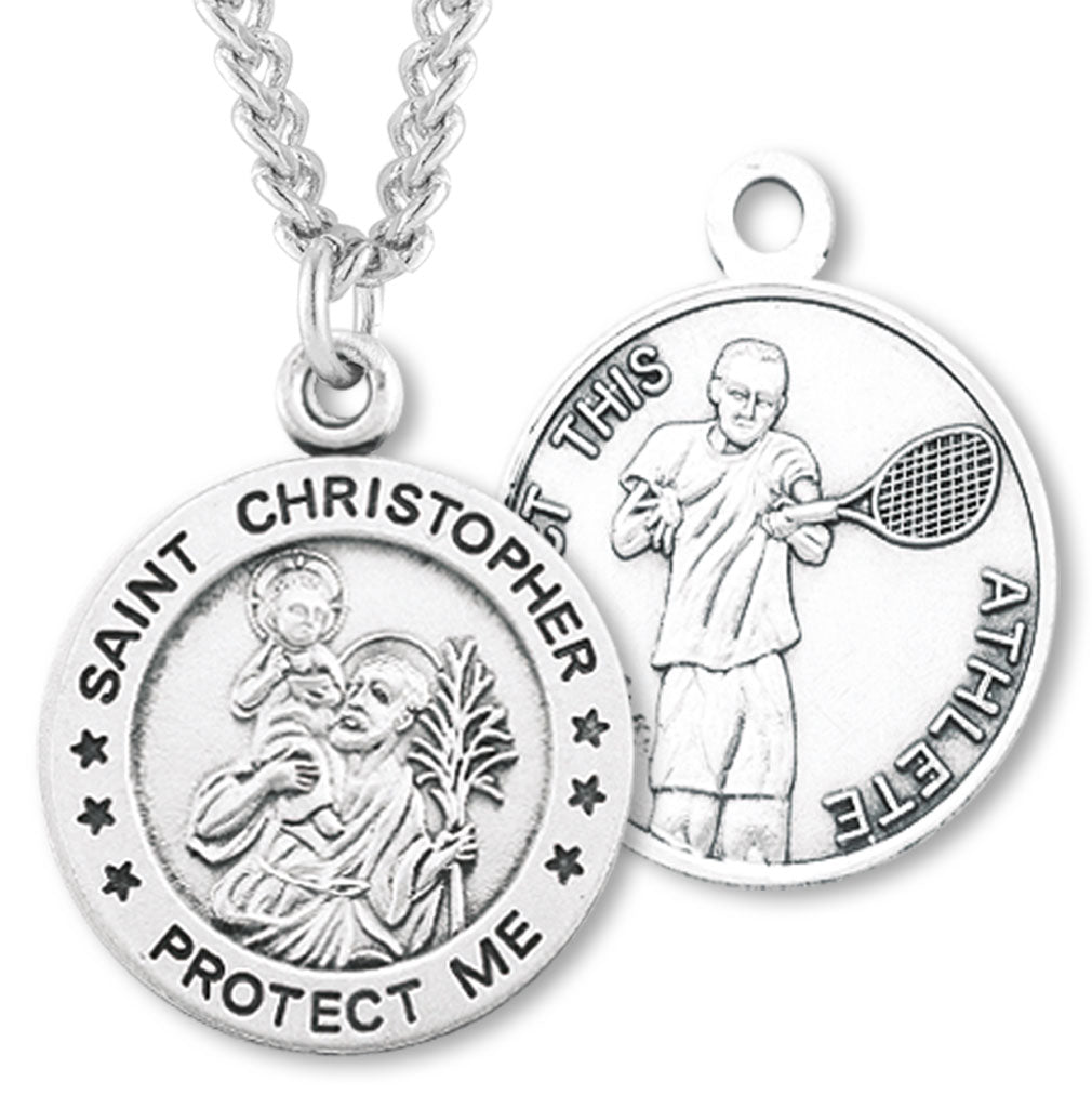 St. Christopher Tennis Medal Sterling Silver for Men