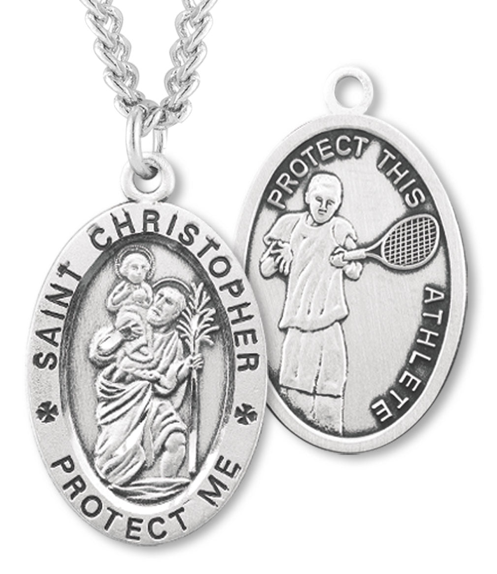 St. Christopher Tennis Sterling Silver Medal for Men