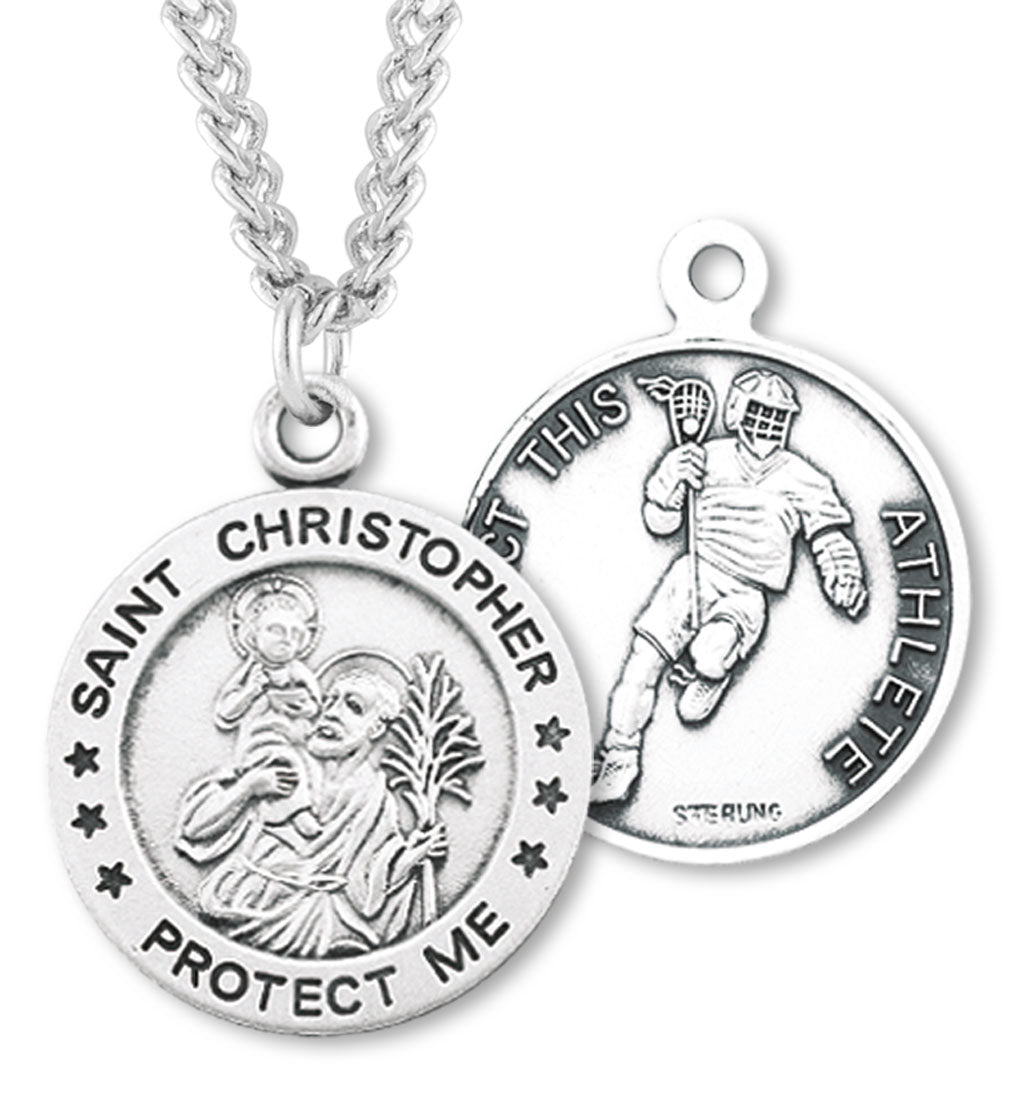 St. Sebastian Lacrosse Medal Sterling Silver for Men