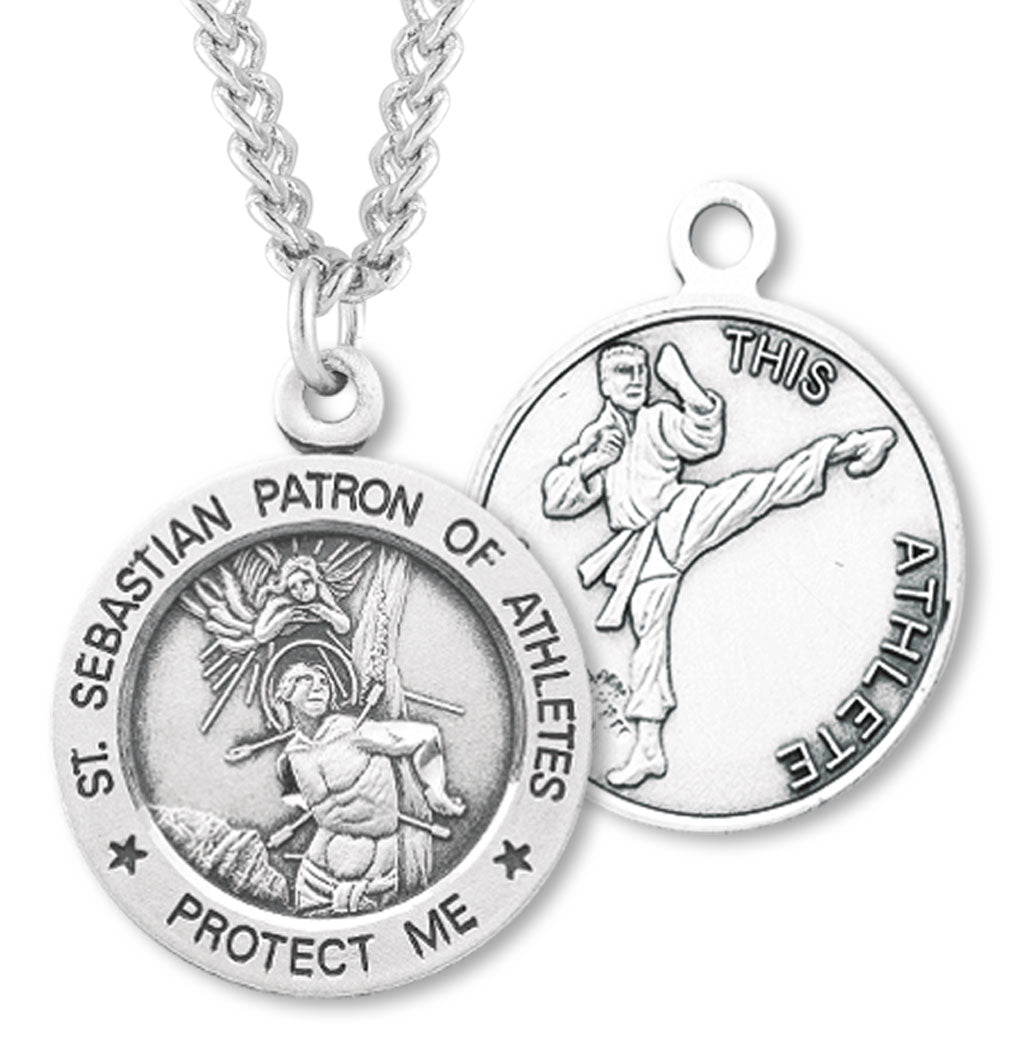 St. Sebastian Martial Arts Medal Sterling Silver for Boys