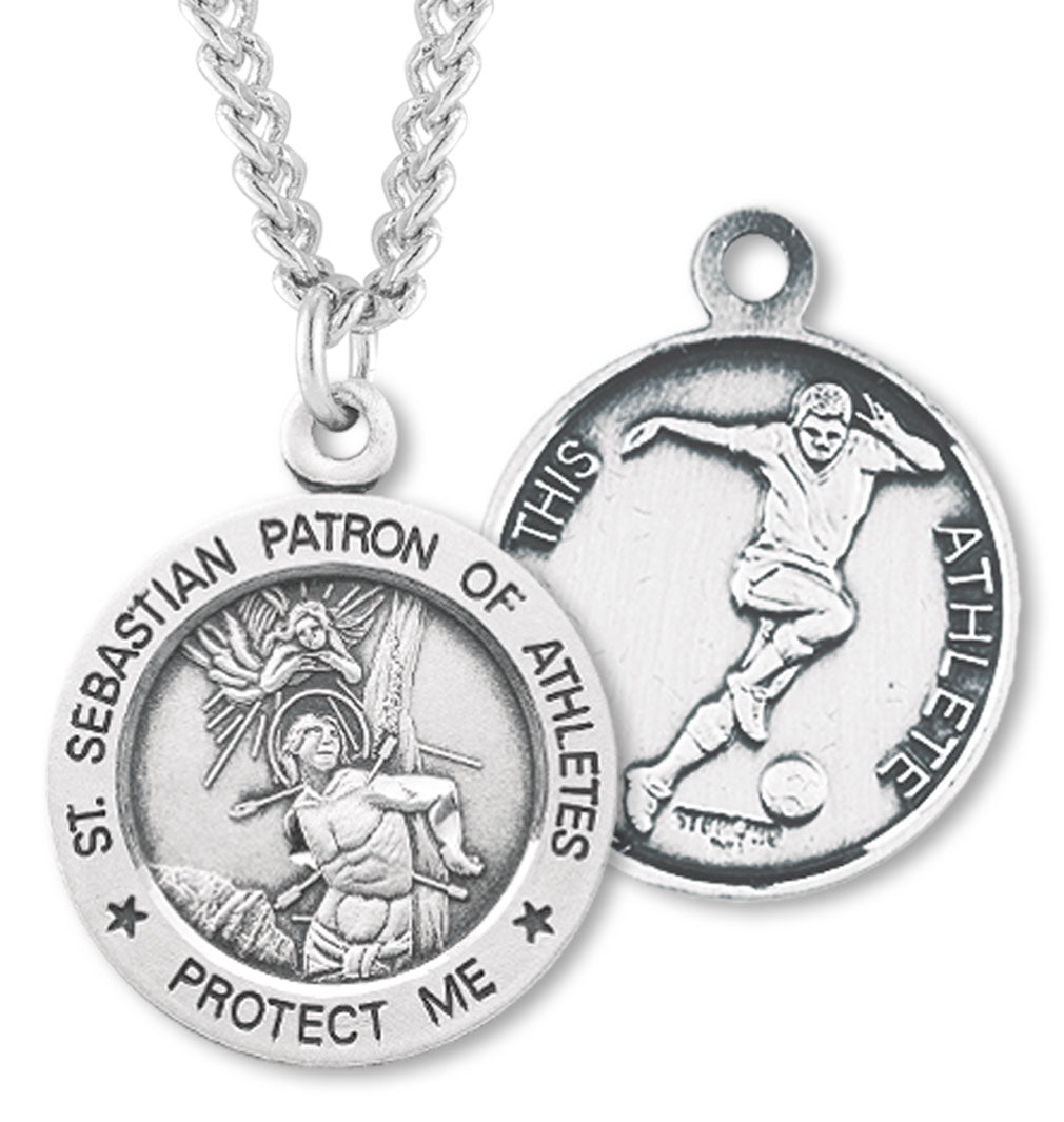 St. Sebastian Soccer Medal Sterling Silver for Men