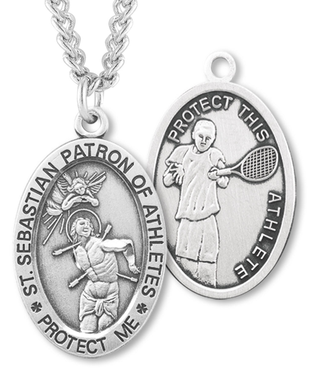 St. Sebastian Tennis Sterling Silver Medal for Men