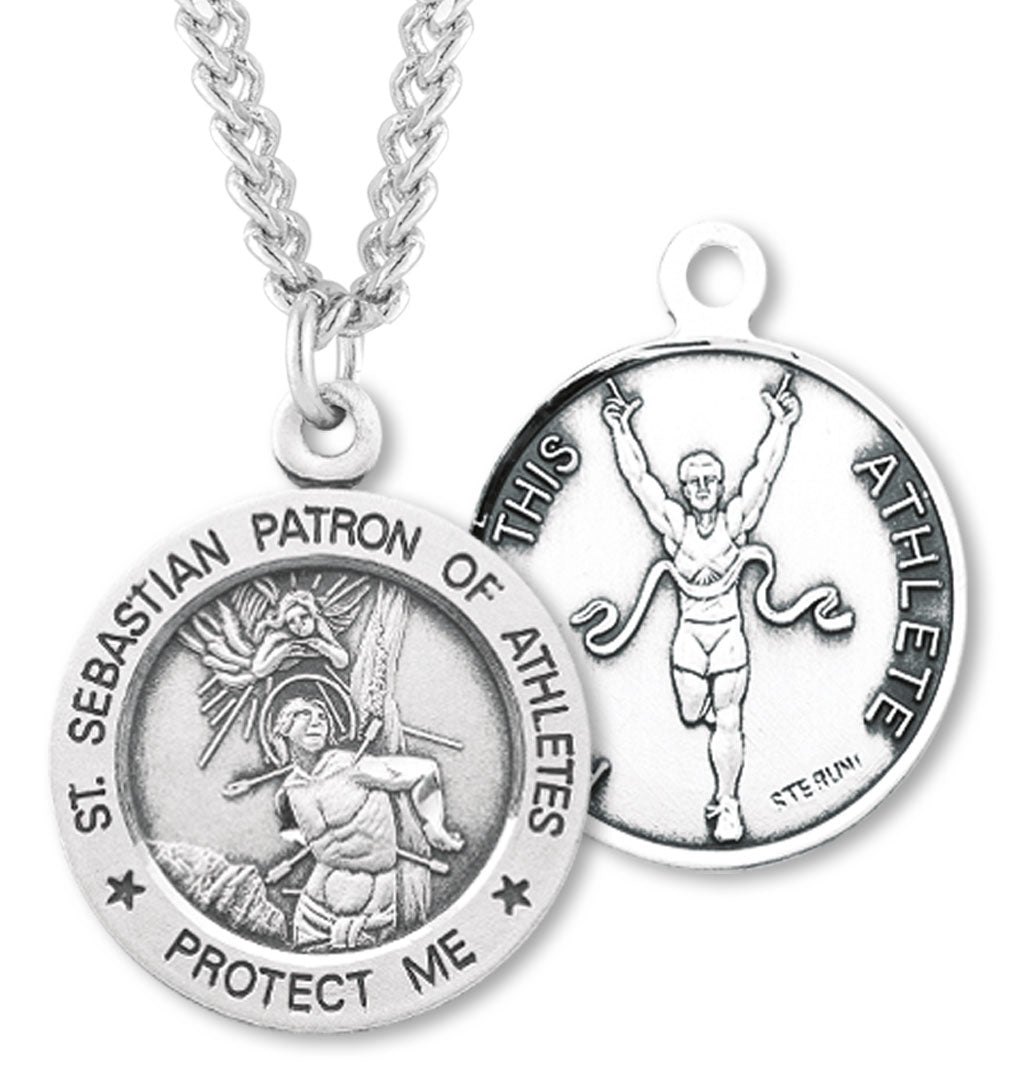 St. Sebastian Track Medal Sterling Silver for Men