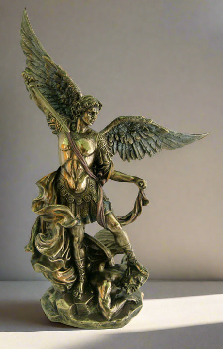 Bronzed Resin St. Michael Statue - 10 Inches