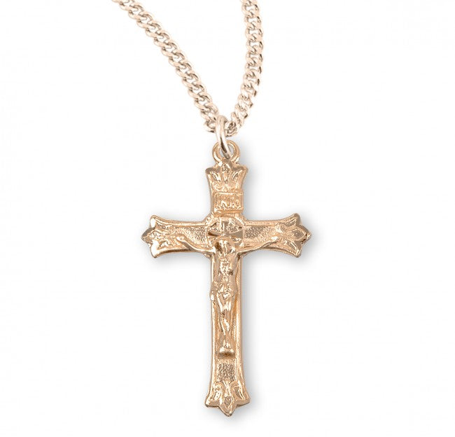 Budded Crucifix Pendant Sterling Silver