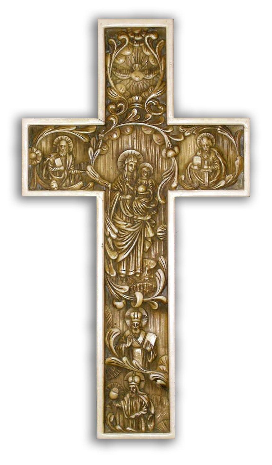 Byzantine True Church Wall Cross – Antiqued Alabaster, 12” | Made in Italy