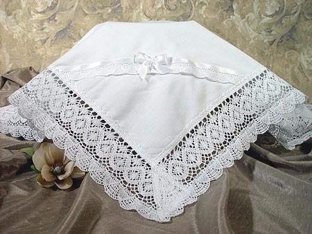Cotton Batiste Blanket with Cluny Trim for Girls