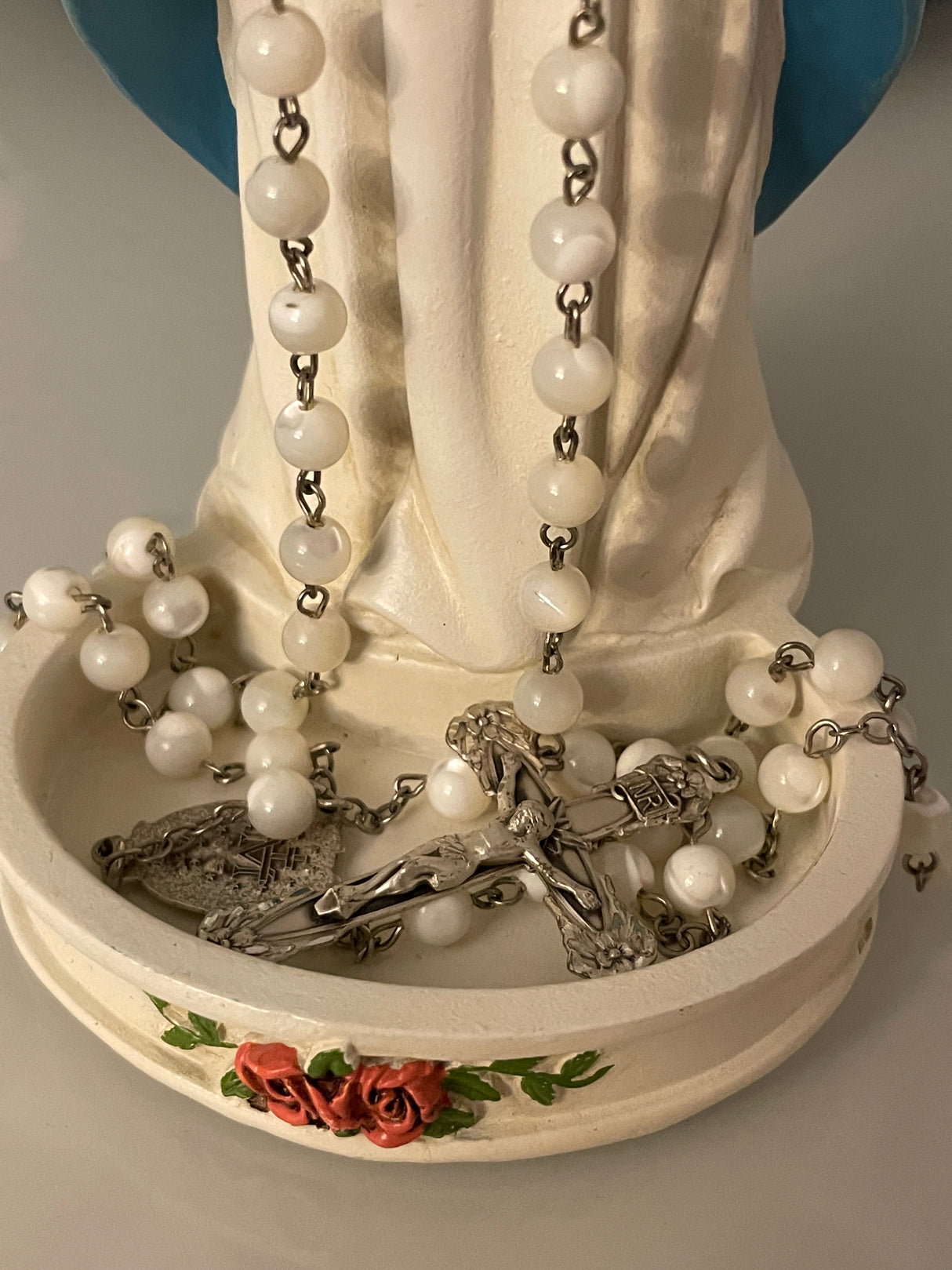 Madonna Rosary Holder Statue - 8" H