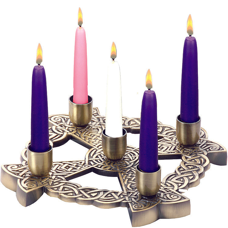 Bronze Celtic Knot Advent Wreath – Antique Bronze-Plated Candleholder | 8.5" Diameter | Raised Celtic Design