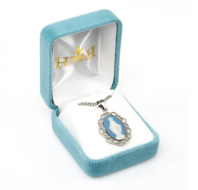 Miraculous Medal Italian Sterling Silver Cameo Necklace