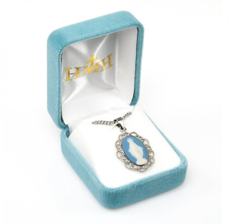 Miraculous Medal Italian Sterling Silver Cameo Necklace