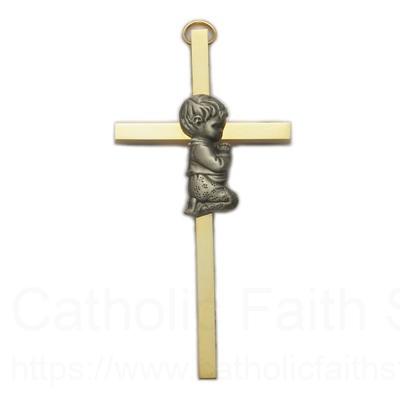 4" Brass Baptism Cross for Boy