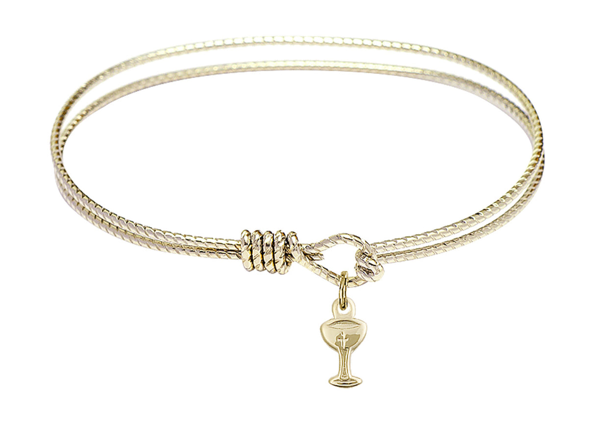 Cable Bangle Bracelet with a Chalice Charm