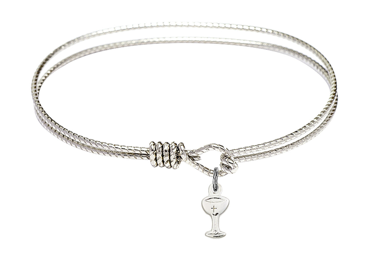 Cable Bangle Bracelet with a Chalice Charm