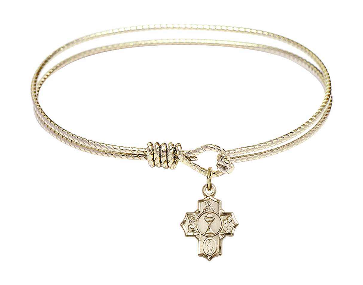 Cable Bangle Bracelet with a Communion 5-Way Charm