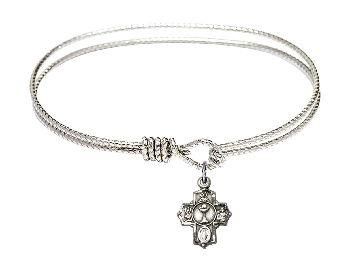 Cable Bangle Bracelet with a Communion 5-Way Charm