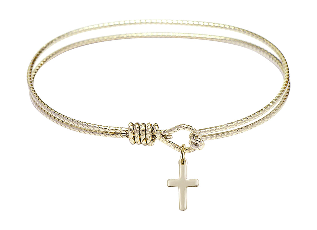 Cable Bangle Bracelet with a Cross Charm