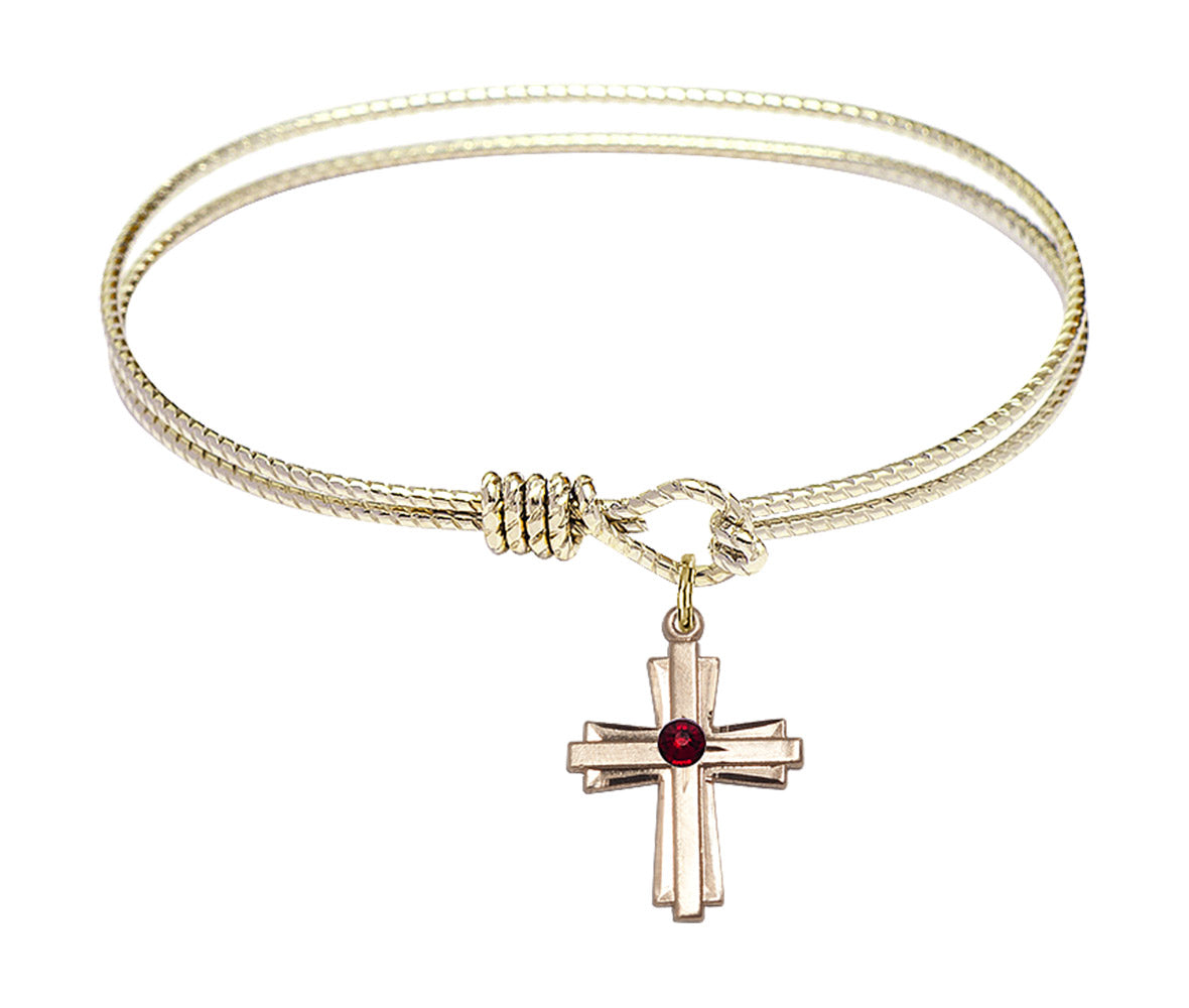Cable Bangle Bracelet with a Cross Charm