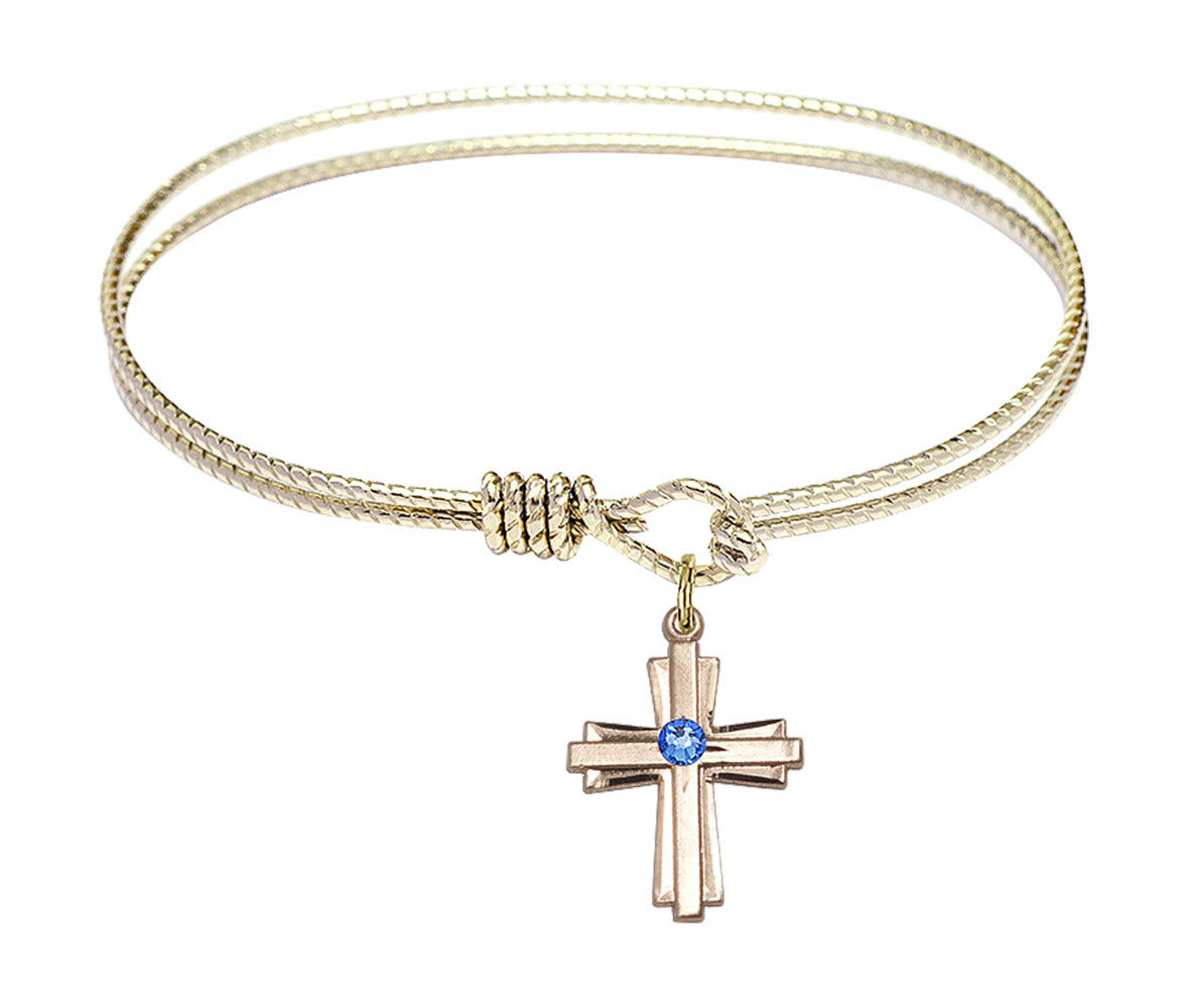 Cable Bangle Bracelet with a Cross Charm