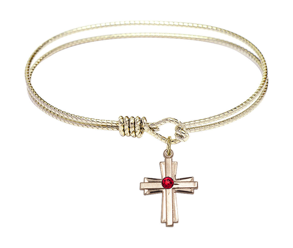 Cable Bangle Bracelet with a Cross Charm