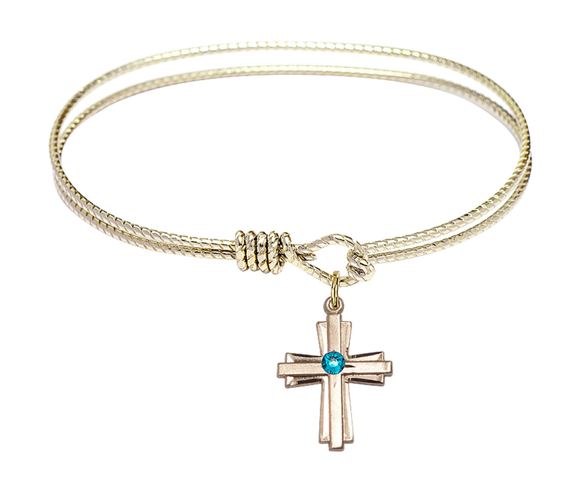 Cable Bangle Bracelet with a Cross Charm