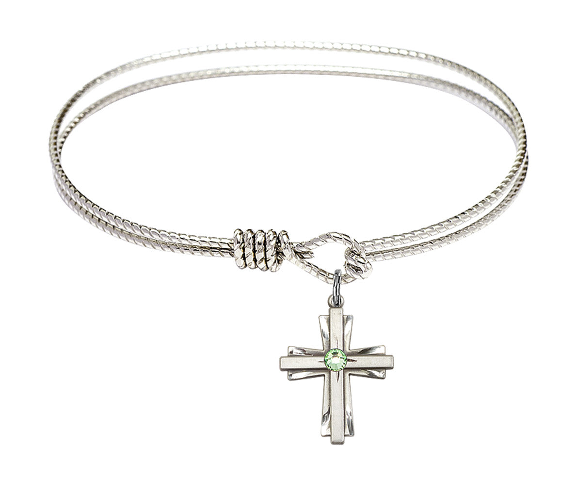 Cable Bangle Bracelet with a Cross Charm