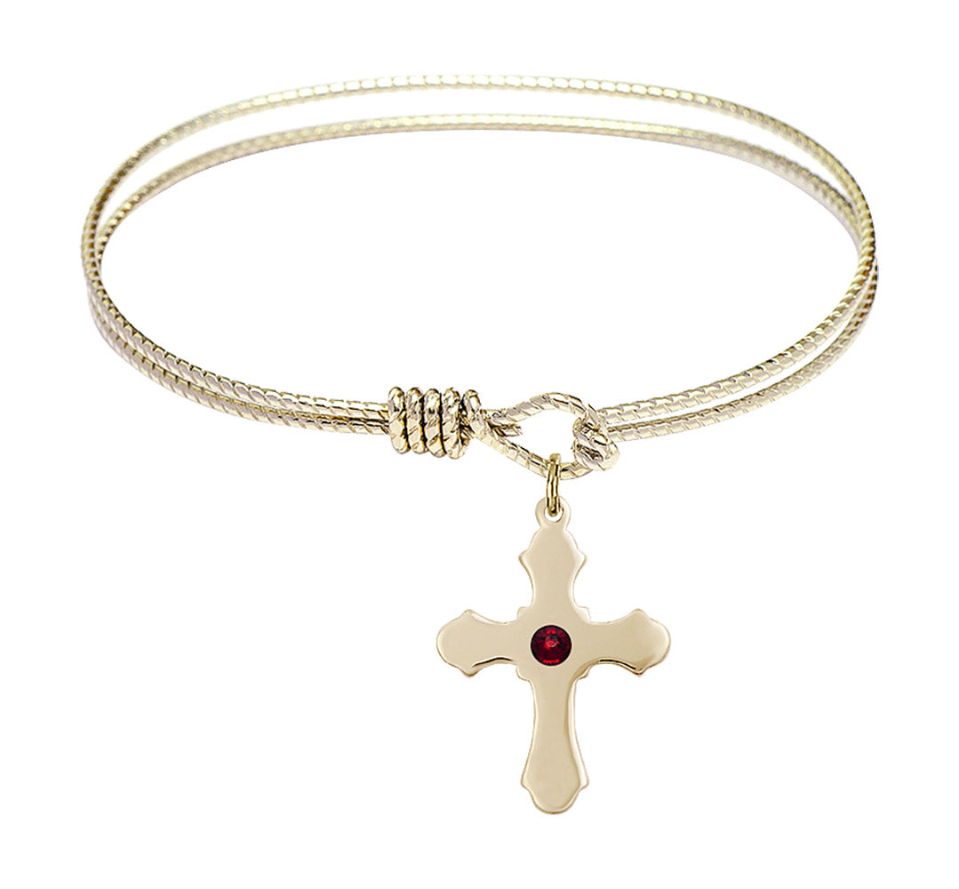 Cable Bangle Bracelet with a Cross Charm