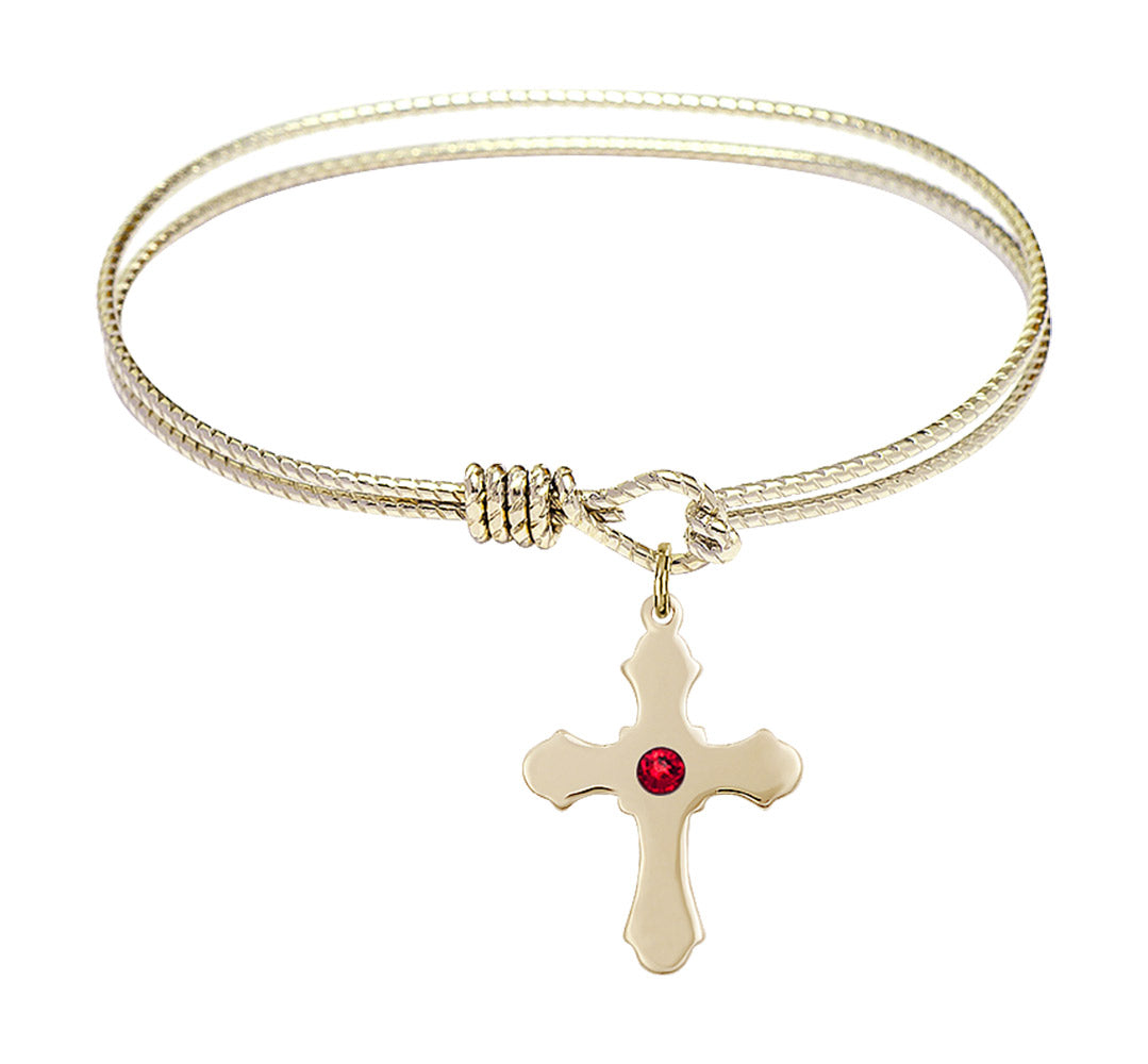 Cable Bangle Bracelet with a Cross Charm
