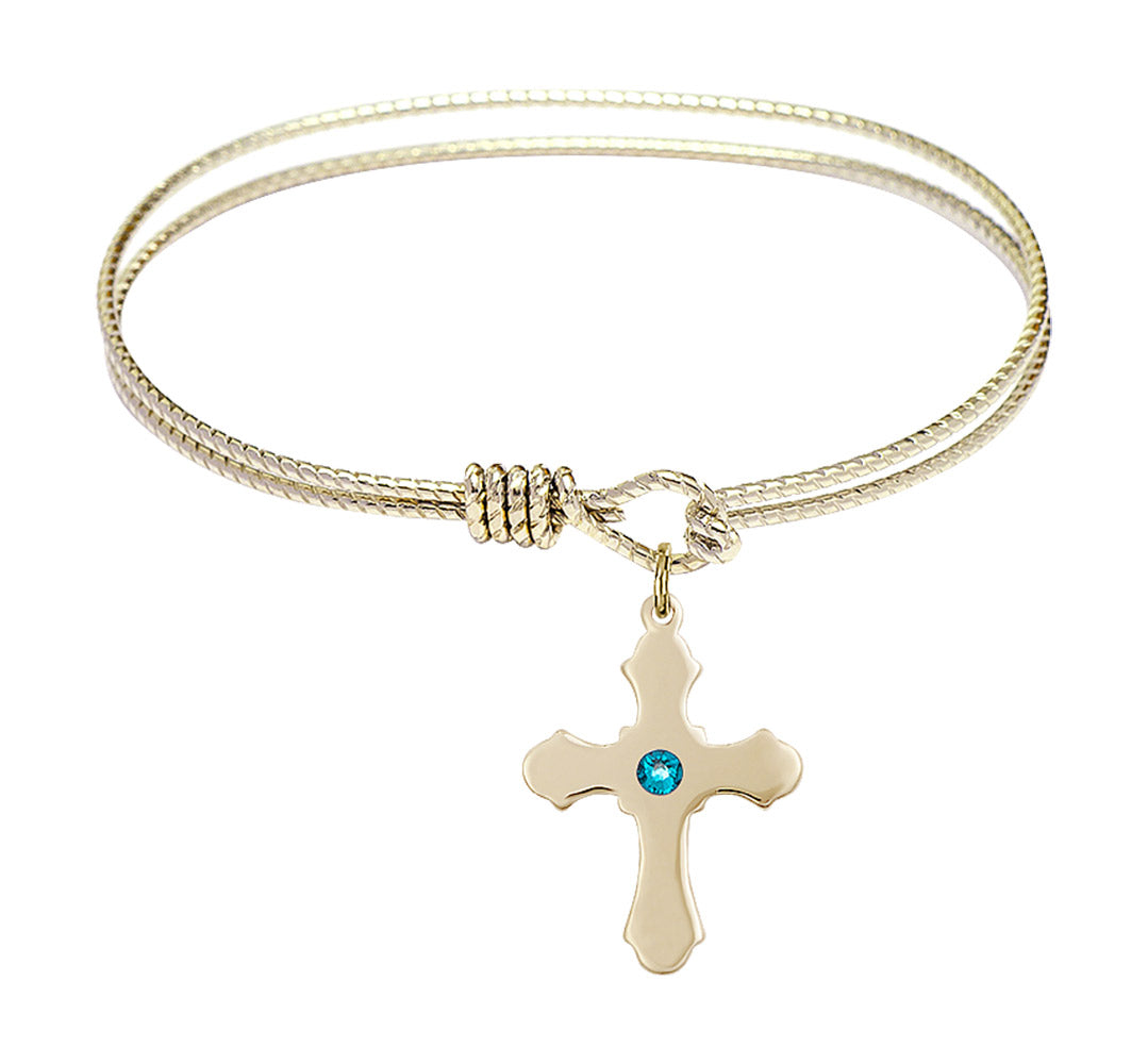 Cable Bangle Bracelet with a Cross Charm