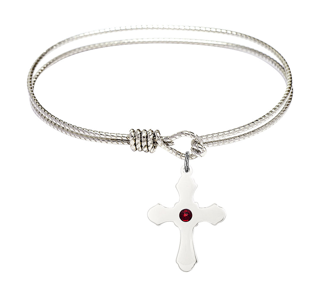 Cable Bangle Bracelet with a Cross Charm