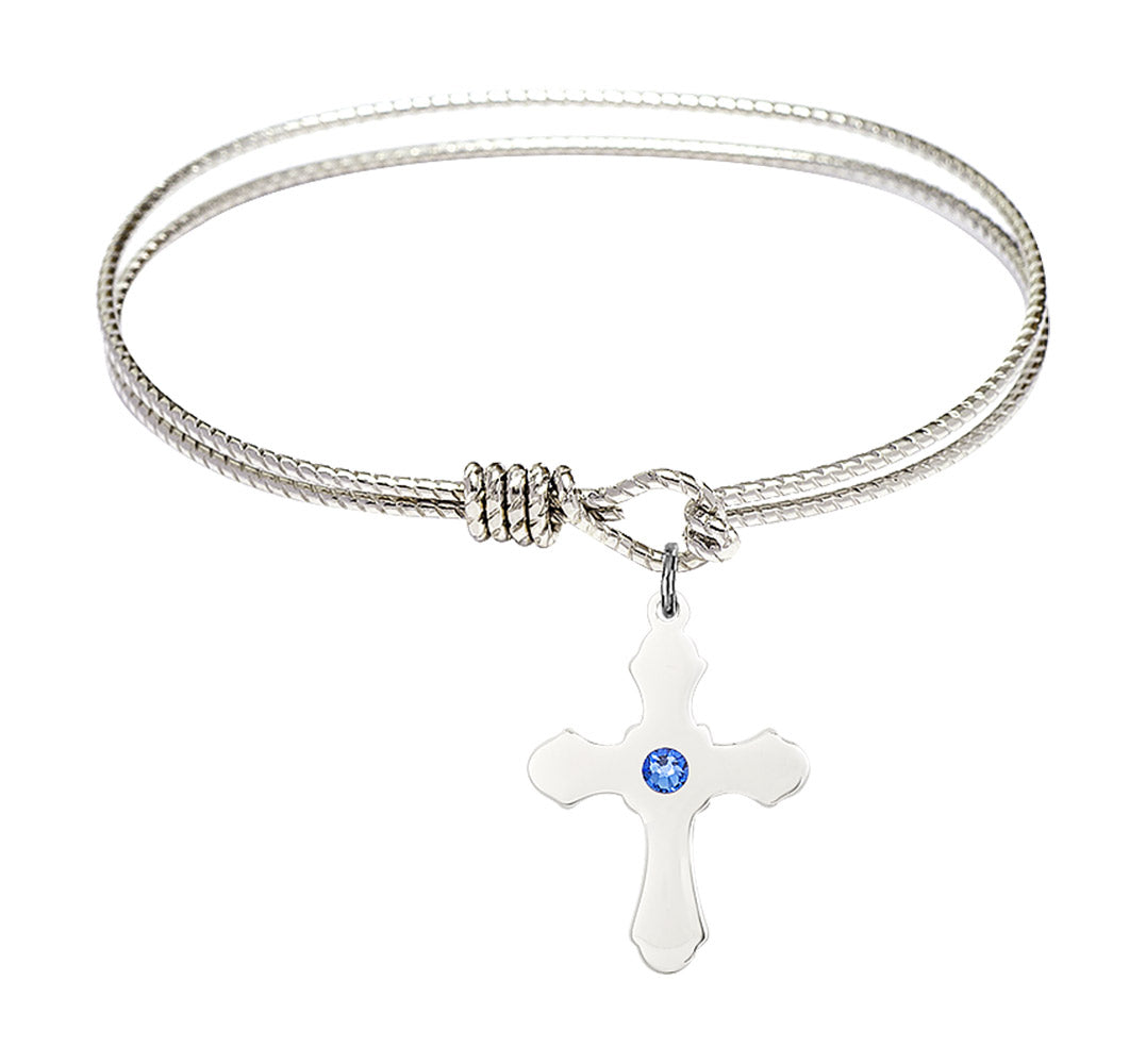Cable Bangle Bracelet with a Cross Charm