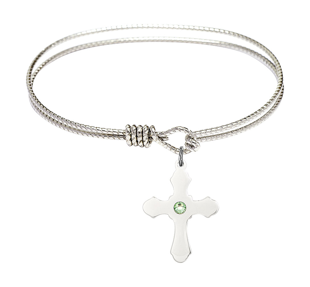 Cable Bangle Bracelet with a Cross Charm