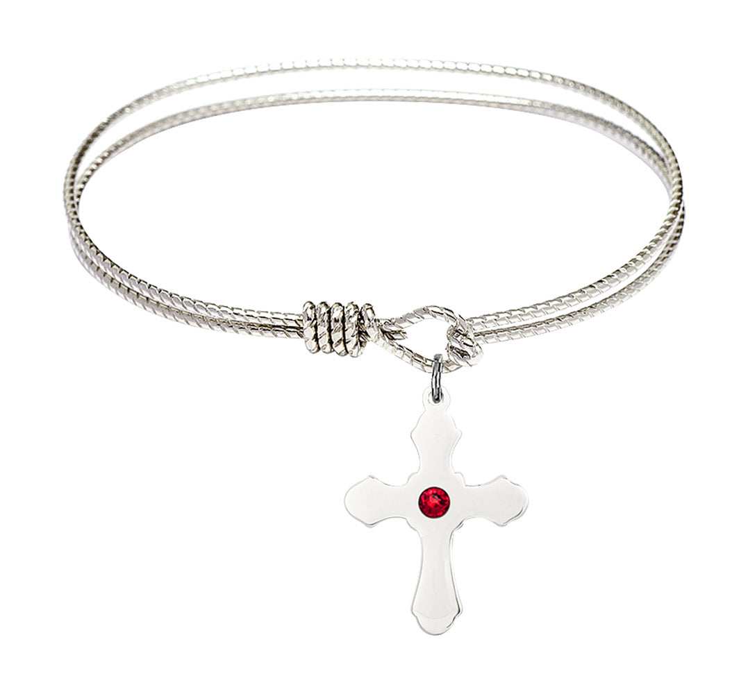 Cable Bangle Bracelet with a Cross Charm