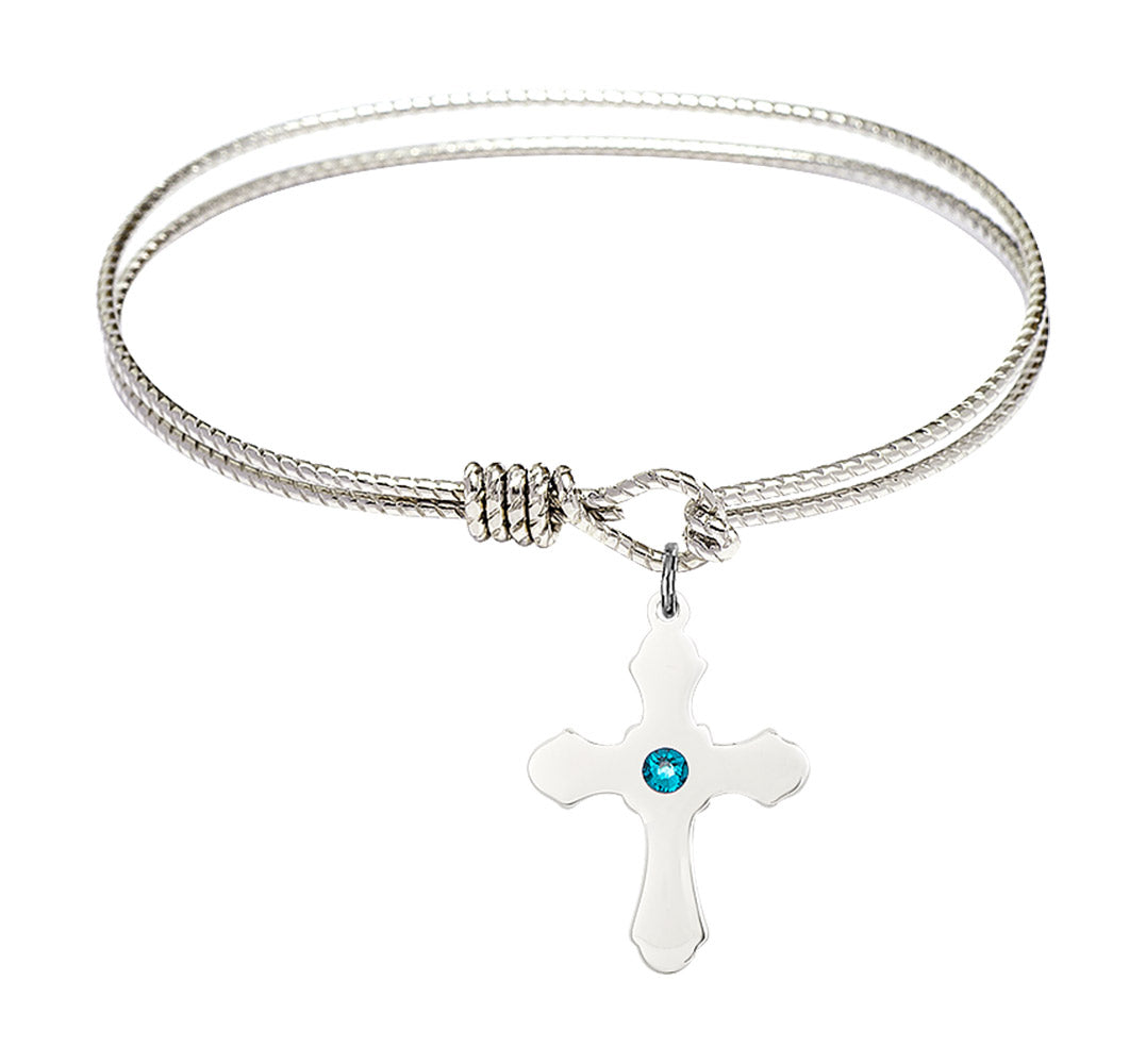Cable Bangle Bracelet with a Cross Charm