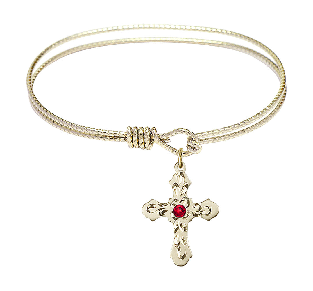 Cable Bangle Bracelet with a Cross Charm
