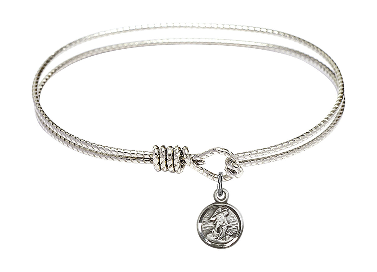 Cable Bangle Bracelet with a Guardian Angel Charm