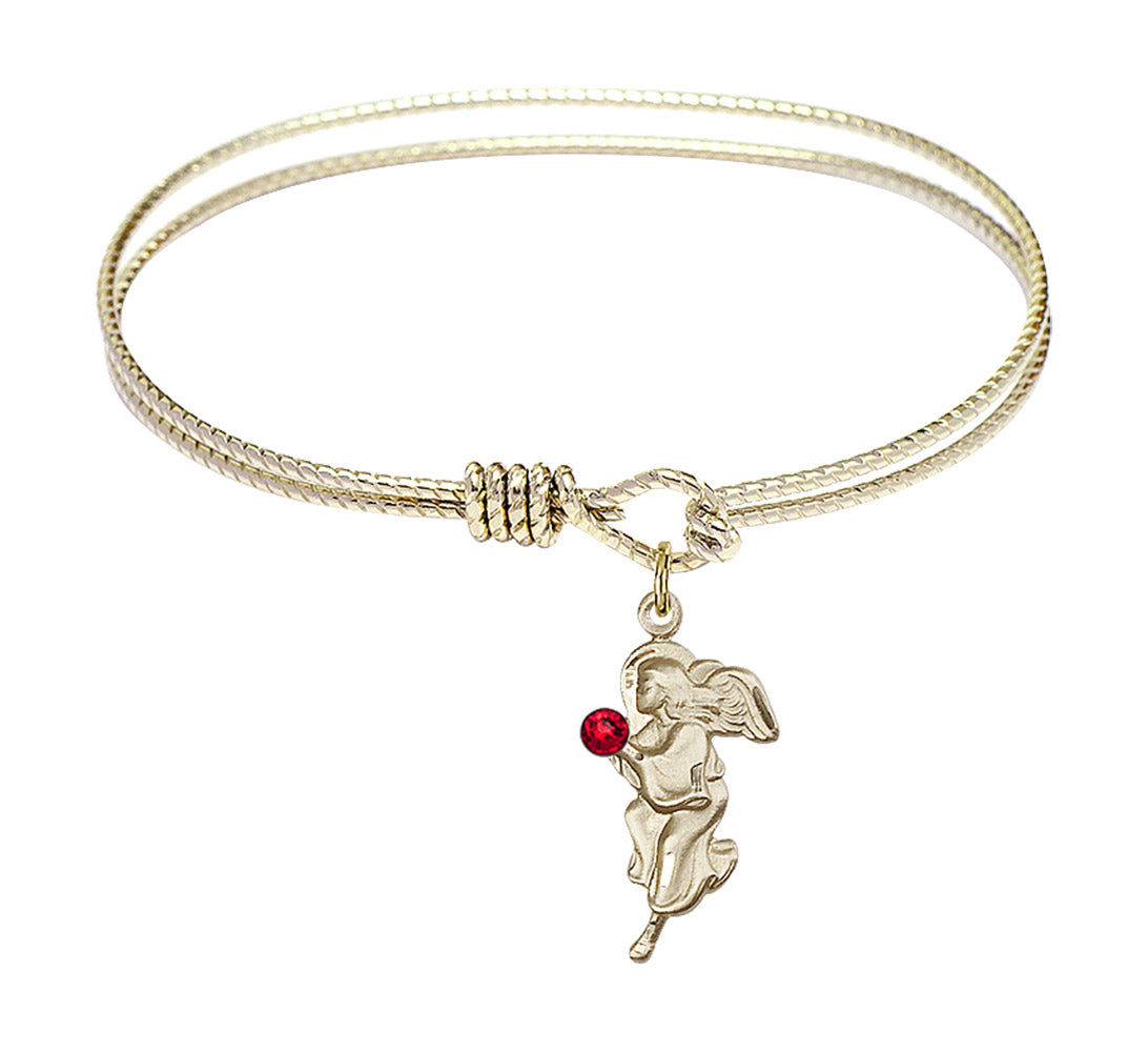 Cable Bangle Bracelet with a Guardian Angel Charm