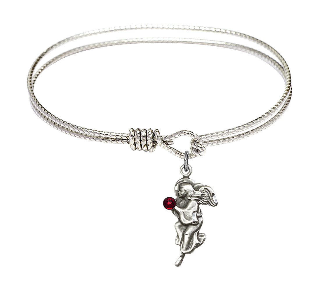 Cable Bangle Bracelet with a Guardian Angel Charm