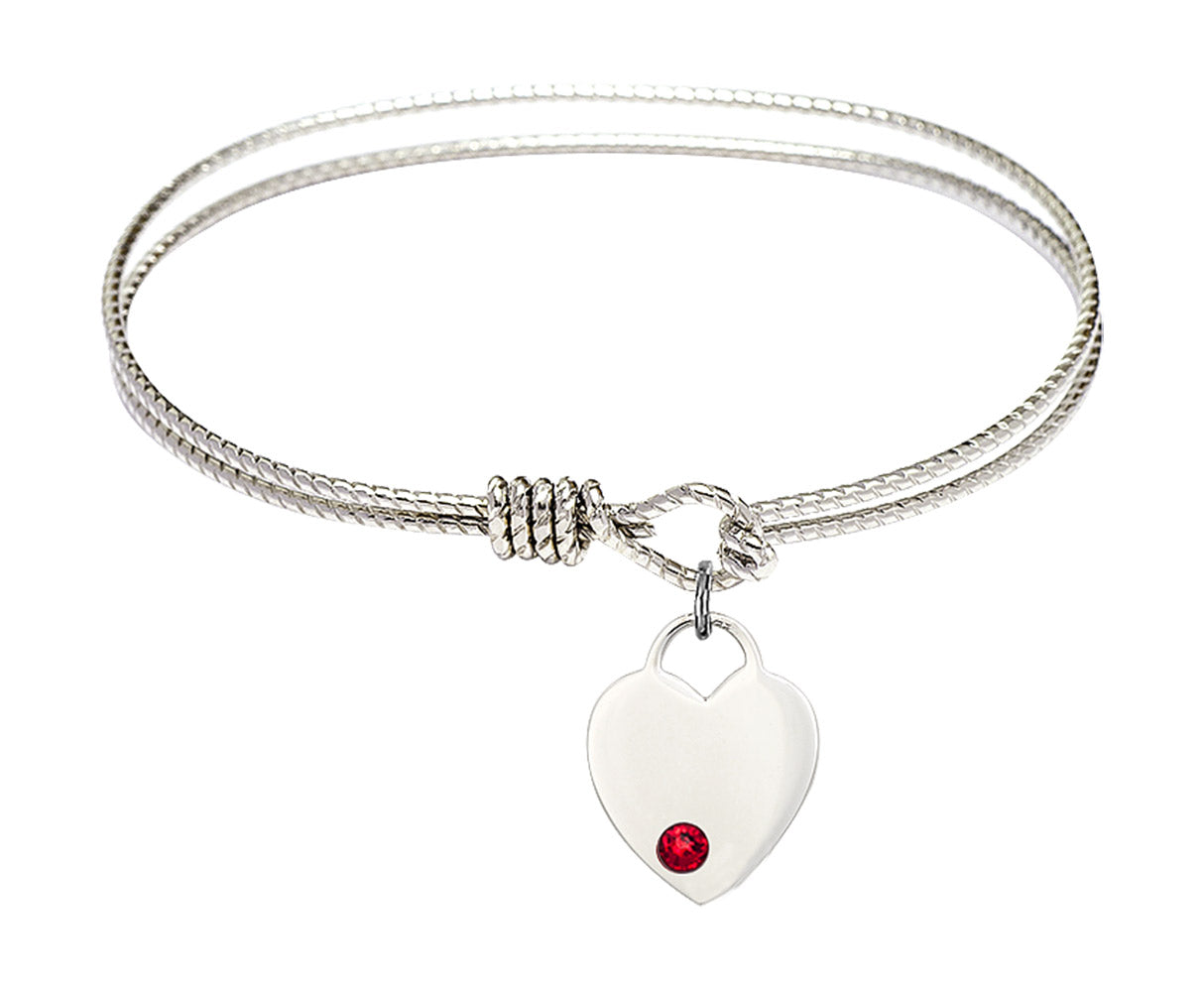 Cable Bangle Bracelet with a Heart Charm