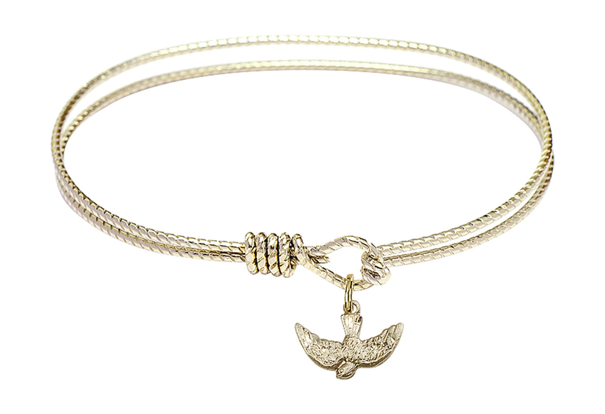 Cable Bangle Bracelet with a Holy Spirit Charm
