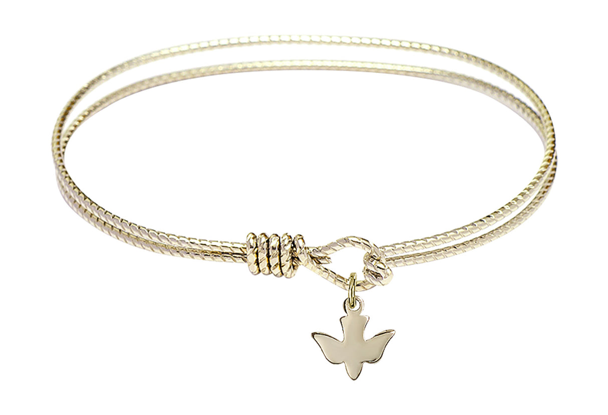 Cable Bangle Bracelet with a Holy Spirit Dove Charm