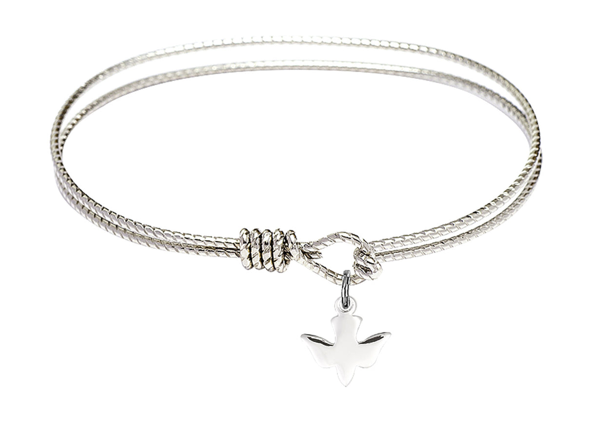 Cable Bangle Bracelet with a Holy Spirit Dove Charm