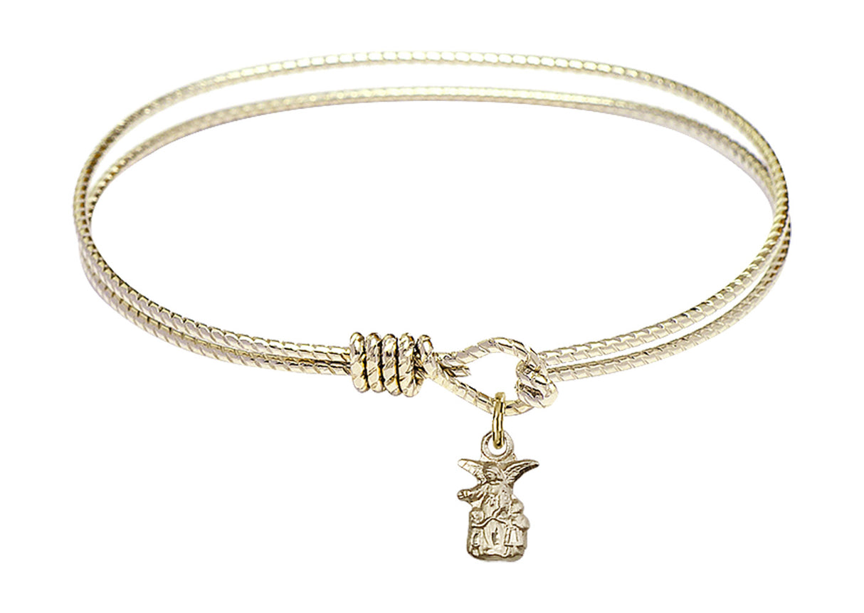 Cable Bangle Bracelet with a Littlest Angel Charm