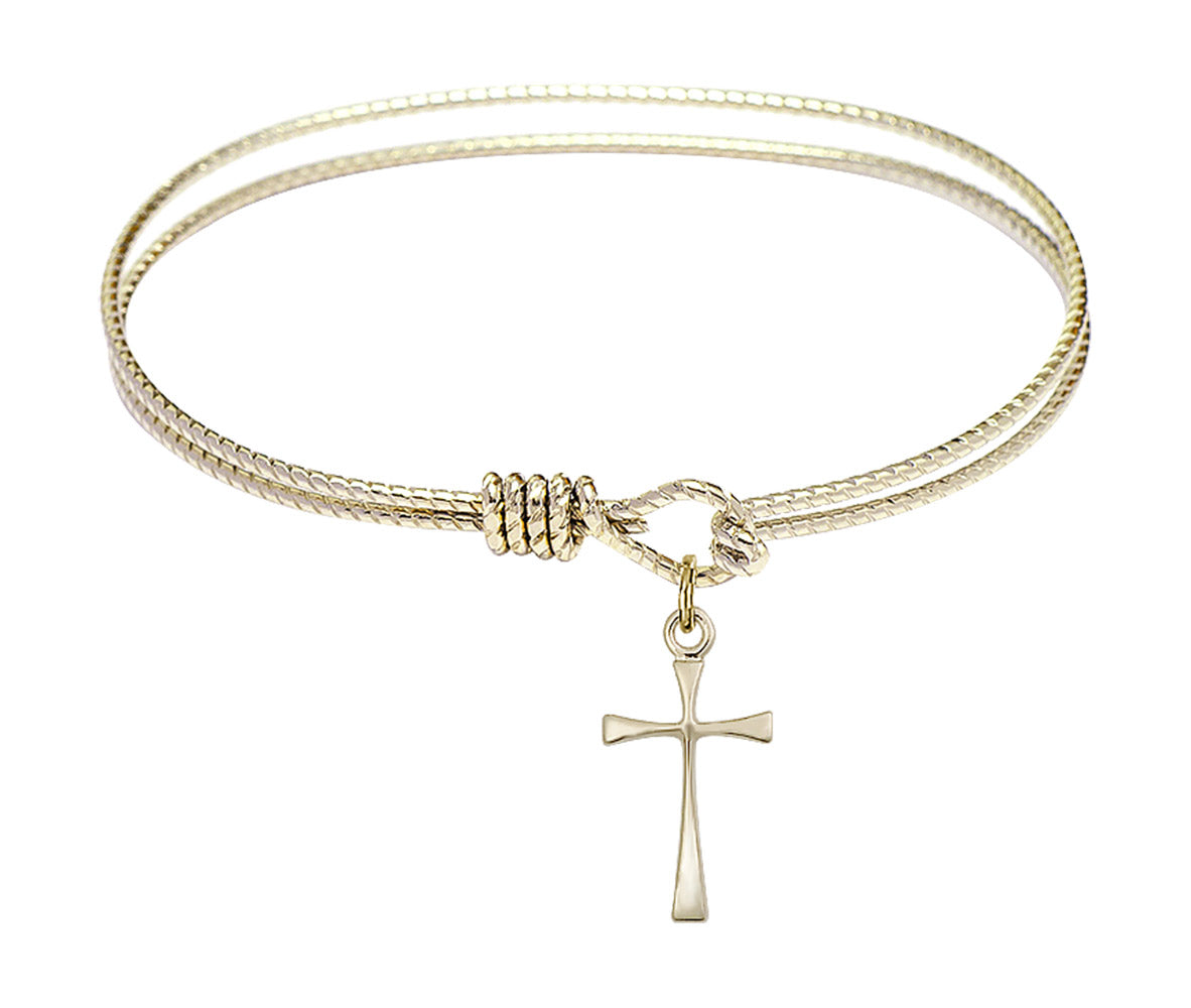 Cable Bangle Bracelet with a Maltese Cross Charm