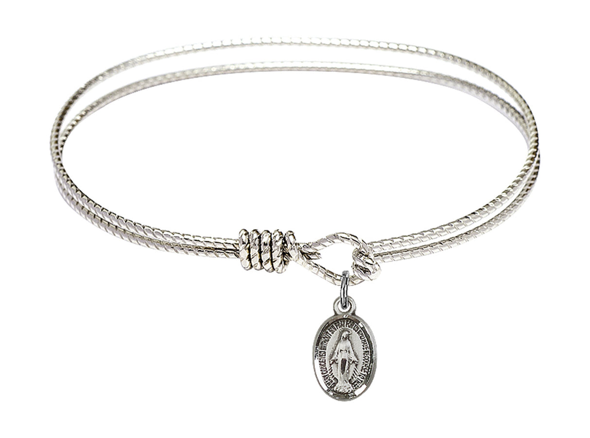 Cable Bangle Bracelet with a Miraculous Charm
