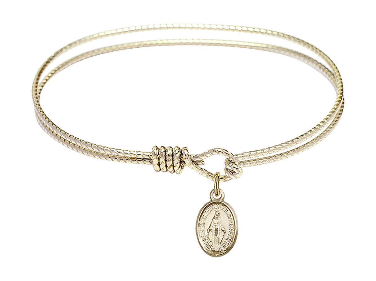 Cable Bangle Bracelet with a Miraculous Charm
