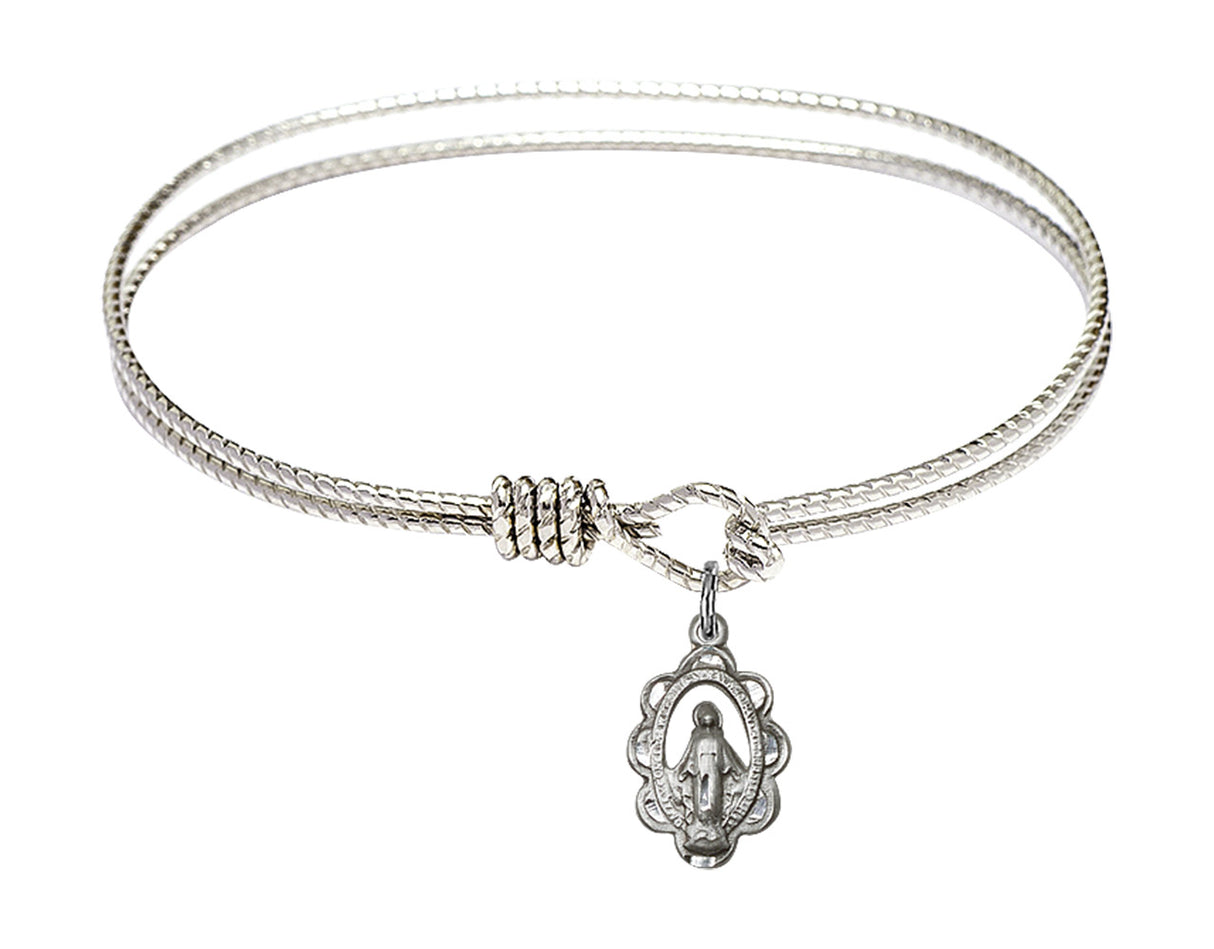 Cable Bangle Bracelet with a Miraculous Charm