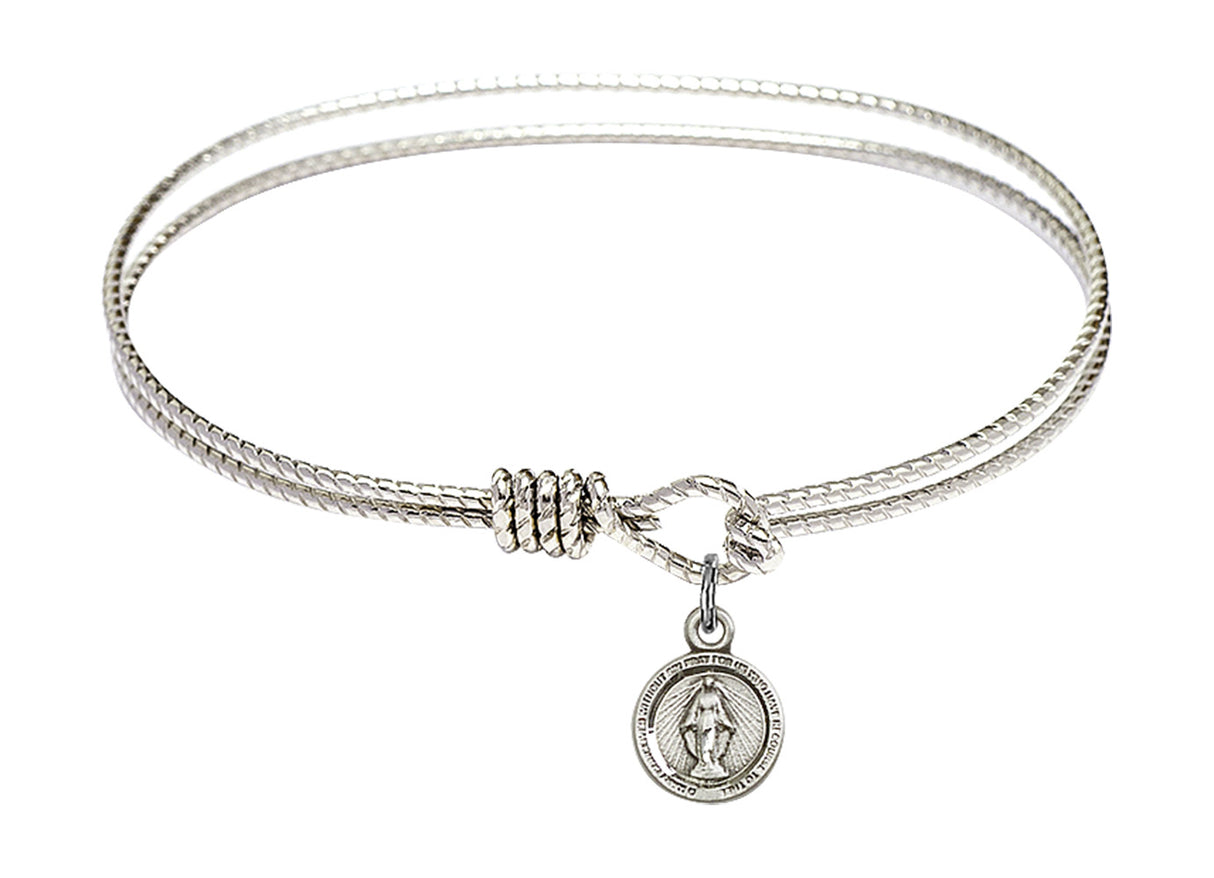 Cable Bangle Bracelet with a Miraculous Charm