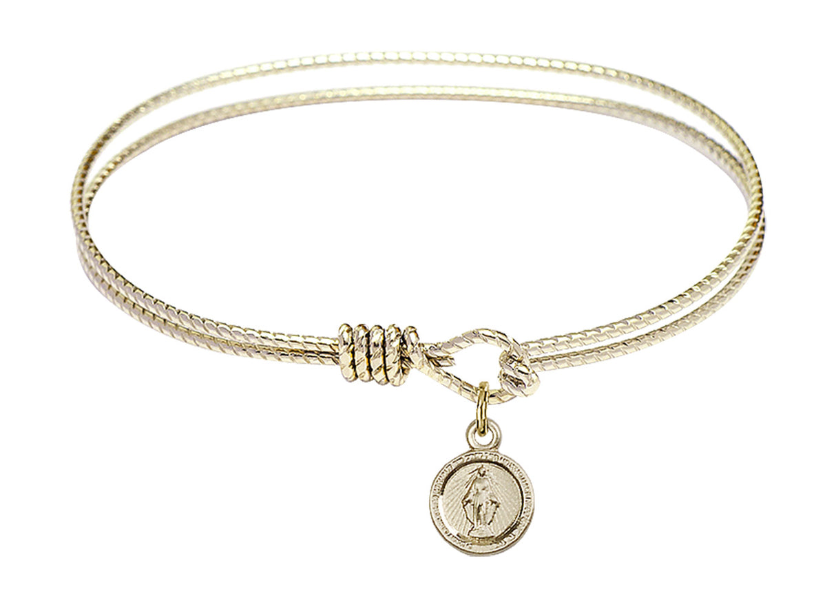Cable Bangle Bracelet with a Miraculous Charm