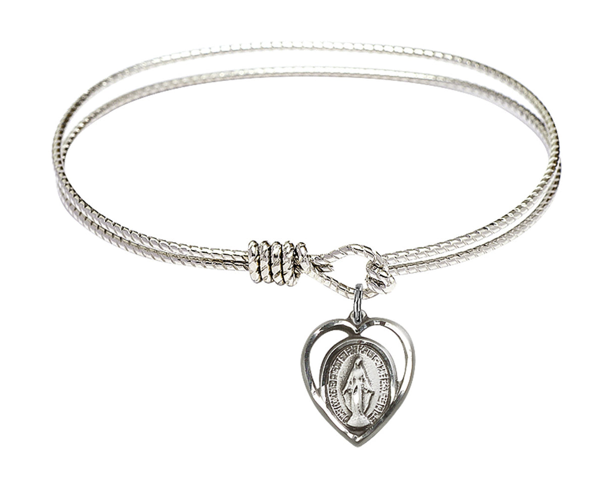 Cable Bangle Bracelet with a Miraculous Charm